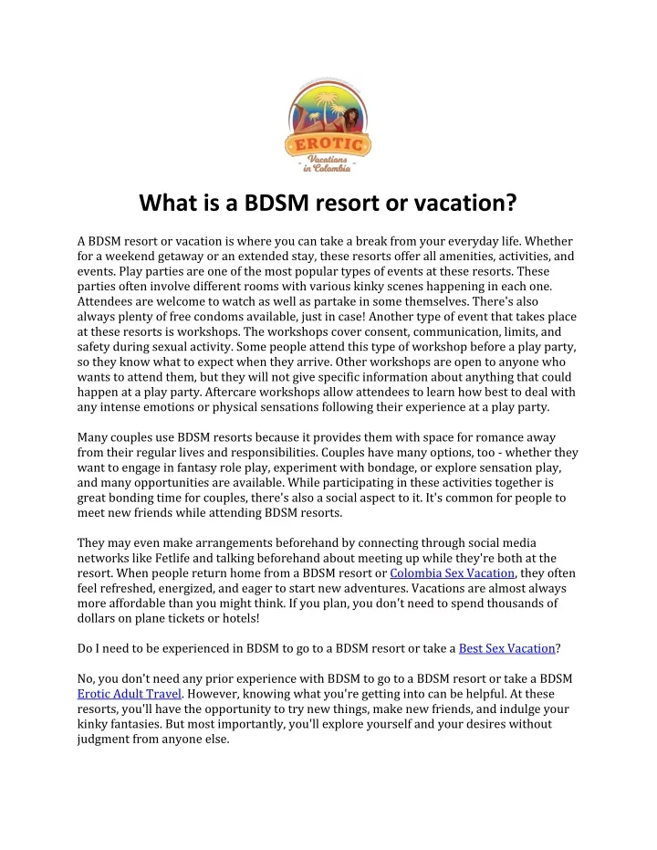 what is a bdsm resort or vacation