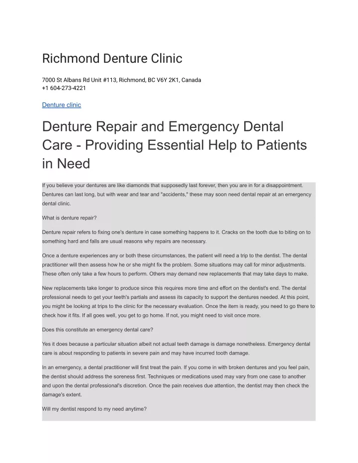richmond denture clinic