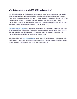 what is the right time to join sap basis online