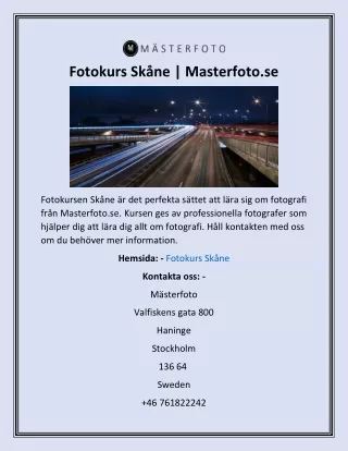 Fotokurs Skåne  Masterfoto.se