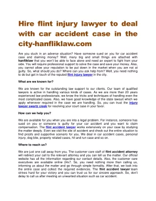 Hire flint injury lawyer to deal with car accident case in the city hanfliklaw.com