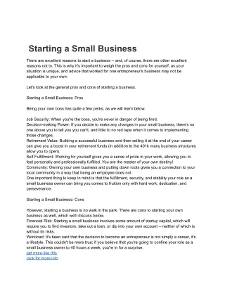 Starting a Small Business