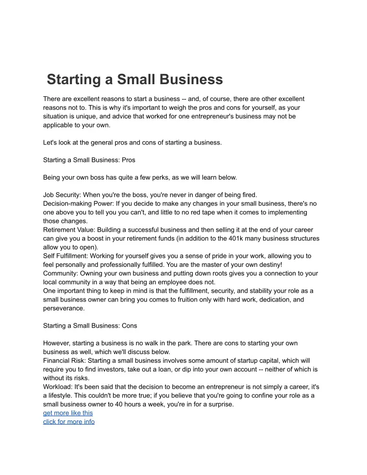 starting a small business