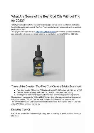 What Are Some of the Best Cbd Oils Without Thc for 2023_