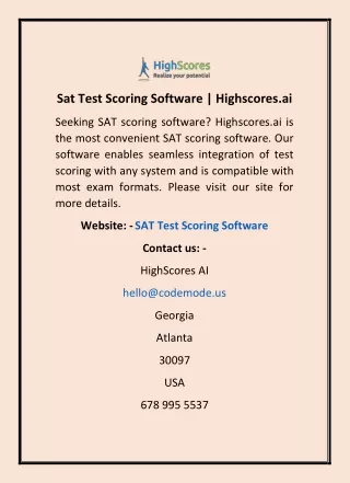 Sat Test Scoring Software | Highscores.ai