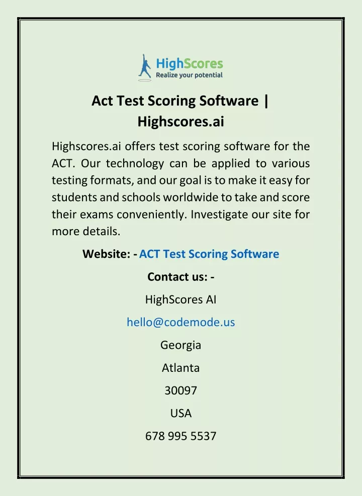 act test scoring software highscores ai