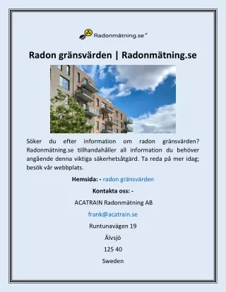 Radon gränsvärden  Radonmätning.se