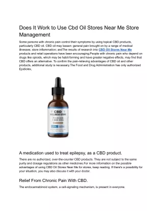 Does It Work to Use Cbd Oil Stores Near Me Store Management