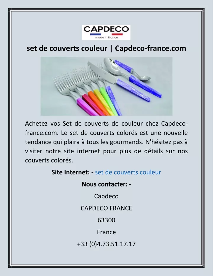 set de couverts couleur capdeco france com