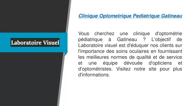 clinique optometrique pediatrique gatineau vous