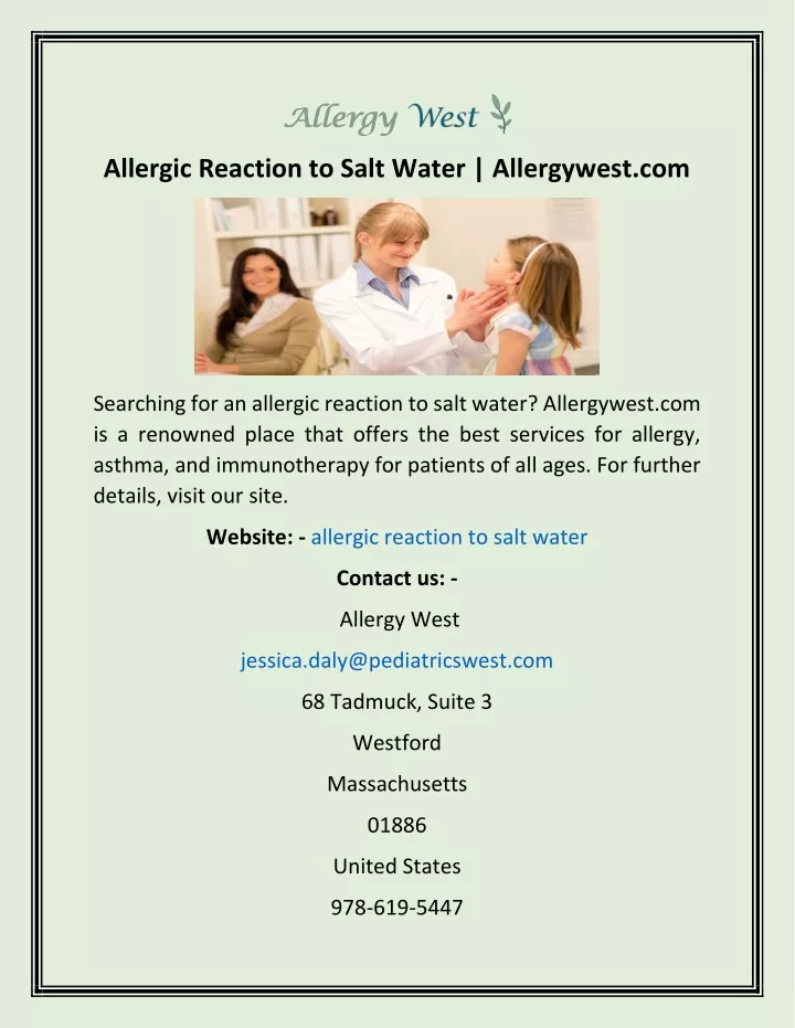 allergic reaction to salt water allergywest com