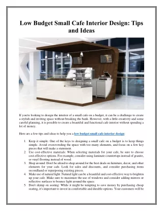 Low Budget Small Cafe Interior Design