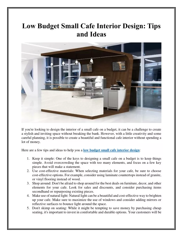 low budget small cafe interior design tips