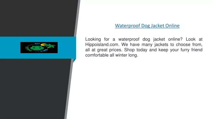 waterproof dog jacket online