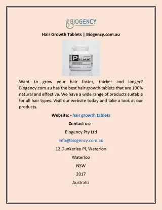 hair growth tablets biogency com au