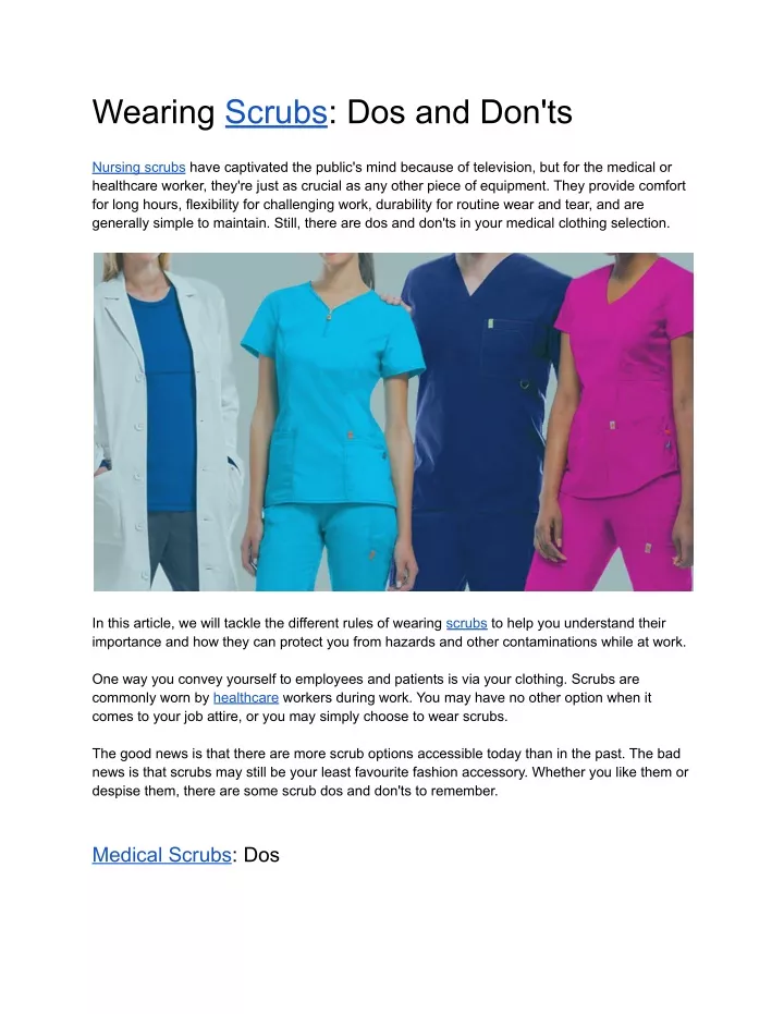 wearing scrubs dos and don ts