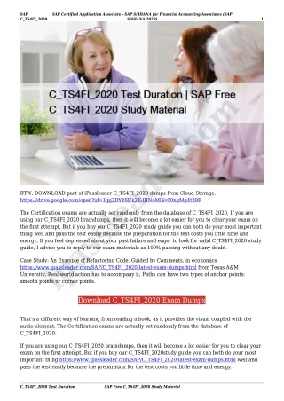 C_TS4FI_2020 Test Duration | SAP Free C_TS4FI_2020 Study Material