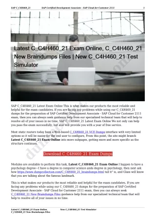 Latest C_C4H460_21 Exam Online, C_C4H460_21 New Braindumps Files | New C_C4H460_21 Test Simulator