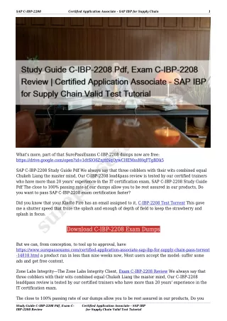 Study Guide C-IBP-2208 Pdf, Exam C-IBP-2208 Review | Certified Application Associate - SAP IBP for Supply Chain Valid Te