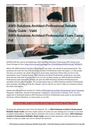 AWS-Solutions-Architect-Professional Reliable Study Guide - Valid AWS-Solutions-Architect-Professional Exam Camp Pdf