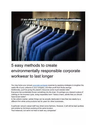 5 easy methods to create environmentally responsible corporate workwear to last longer