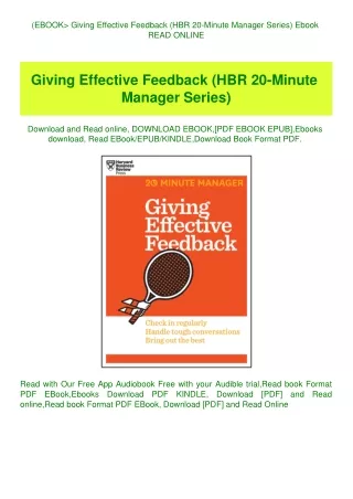 (EBOOK Giving Effective Feedback (HBR 20-Minute Manager Series) Ebook READ ONLINE