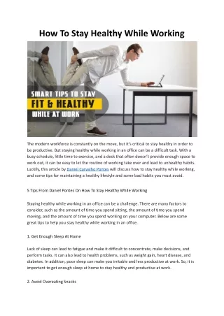 how to stay healthy while working