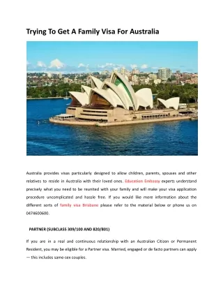 Trying To Get A Family Visa For Australia