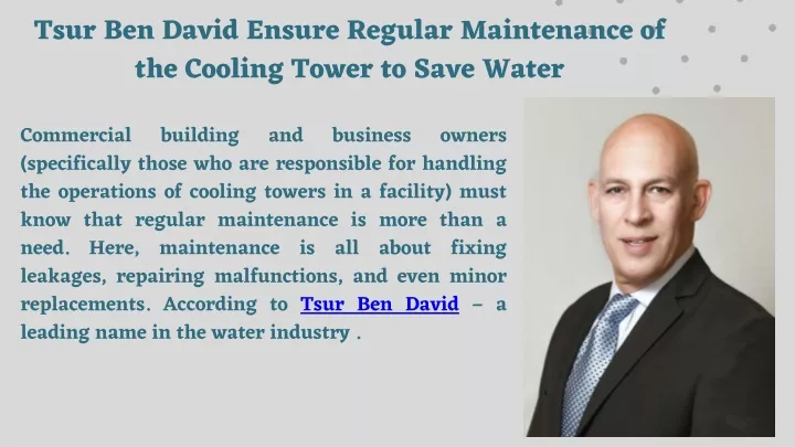 tsur ben david ensure regular maintenance