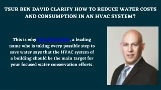 tsur ben david clarify how to reduce water costs