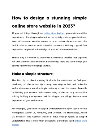 How to design a stunning simple online store website in 2023