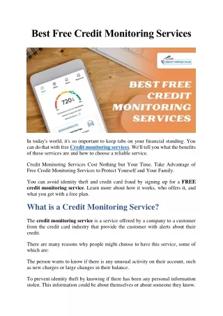 Best Free Credit Monitoring Services