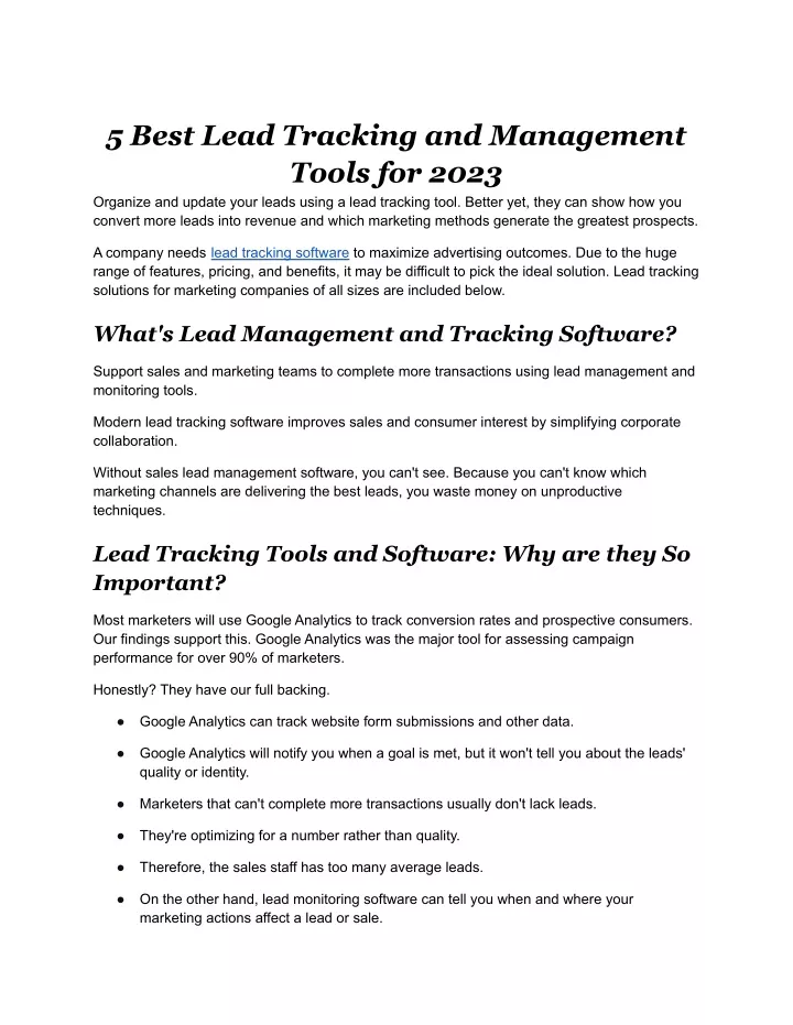 5 best lead tracking and management tools