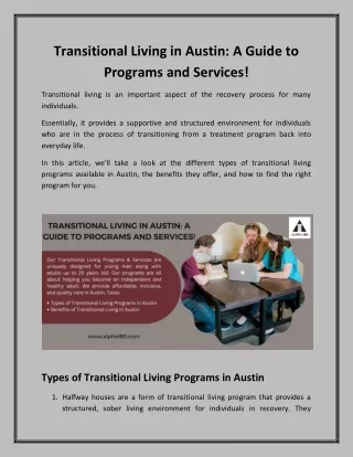 transitional living in austin a guide to programs