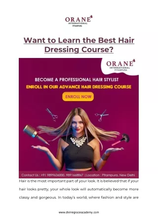 Want to Learn Best Hair Dressing Course?