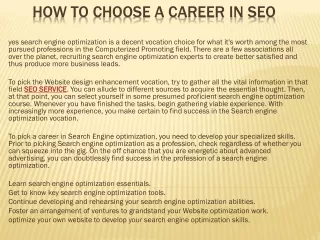 how to choose a career in seo