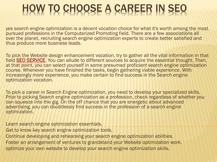 how to choose a career in seo