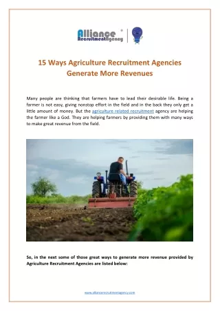 15 ways agriculture recruitment agencies generate