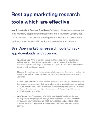 Best app marketing research tools which are effective