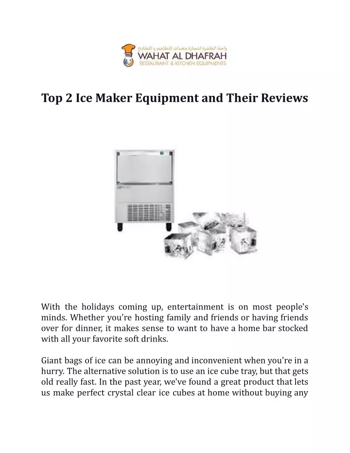 top 2 ice maker equipment and their reviews