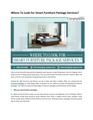 Where To Look For Smart Furniture Package Services?
