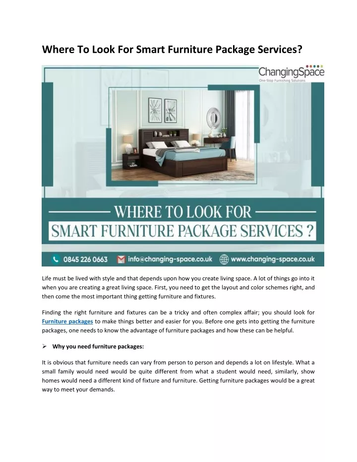 where to look for smart furniture package services