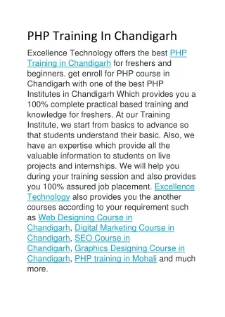 PHP Training In Chandigarh1