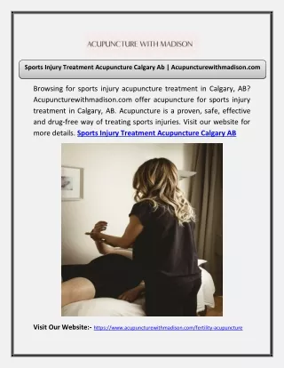 Sports Injury Treatment Acupuncture Calgary Ab | Acupuncturewithmadison.com