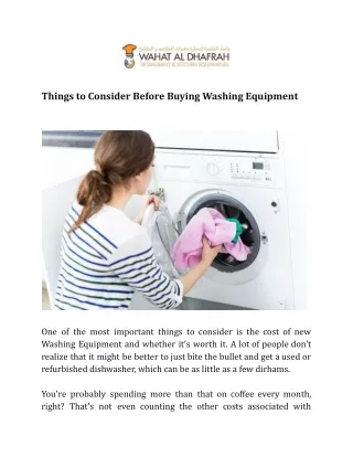 Things to Consider Before Buying Washing Equipment