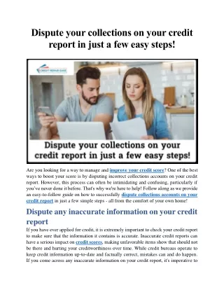 Dispute your collections on your credit report in just a few easy steps