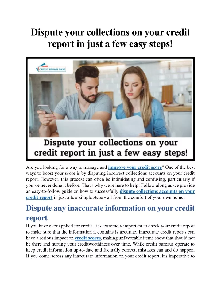 dispute your collections on your credit report