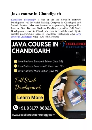Java course in Chandigarh
