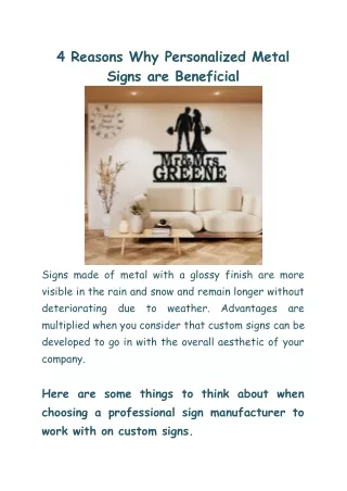 4 Reasons Why Personalized Metal Signs are Beneficial-Timeless Steel Designs
