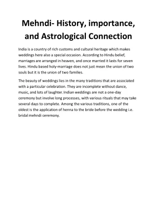 mehndi history importance and astrological connection